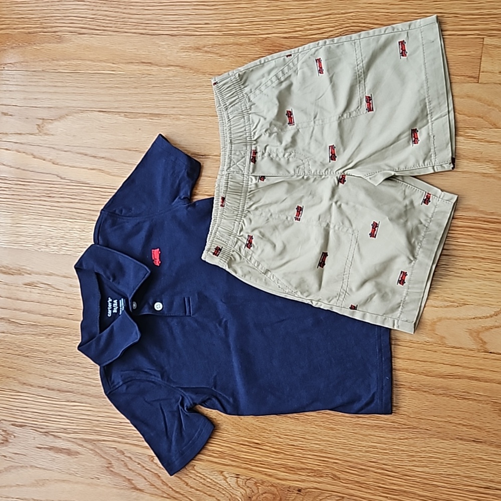 Toddler Boy 2-Piece Firetruck Polo Shirt & Short Set (3T)